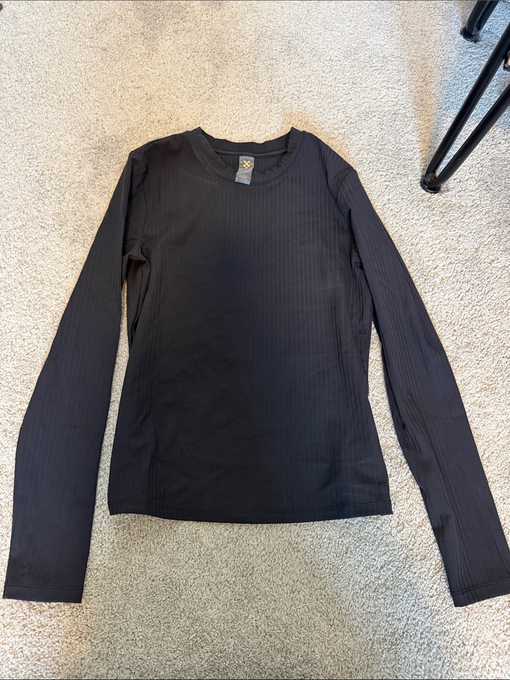 RHONE Black Ribbed Long-Sleeve Crewneck Top